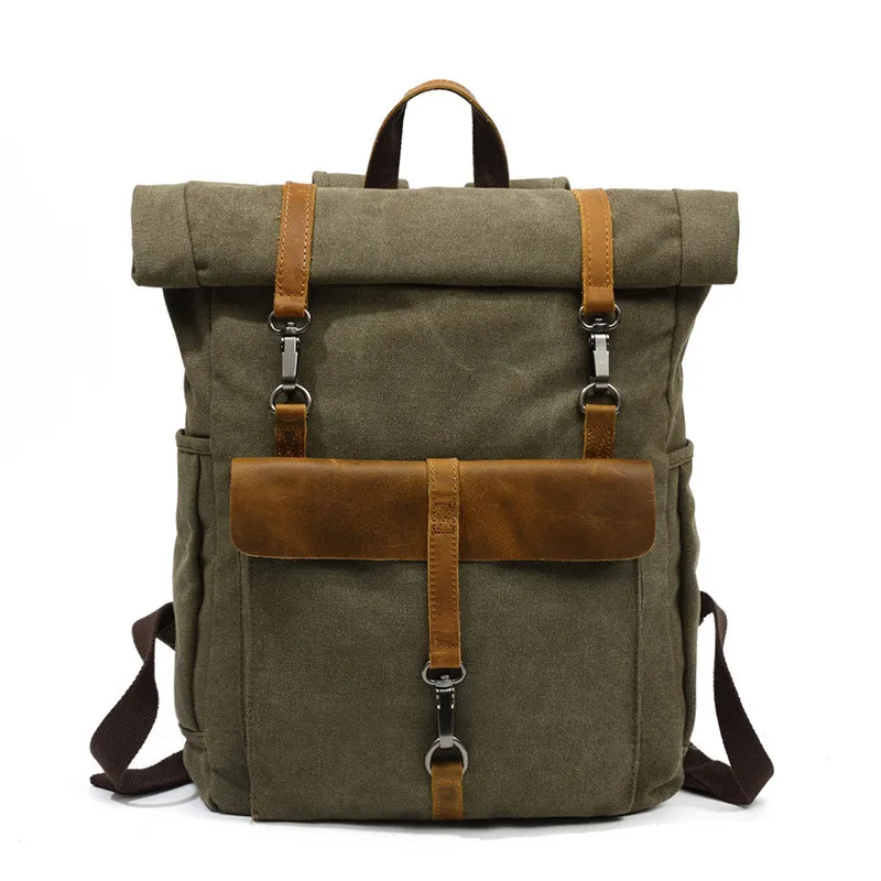 Minimalist College Vintage Scroll Pepper Salt Outdoor Mountaineering Canvas Travel Computer Backpack