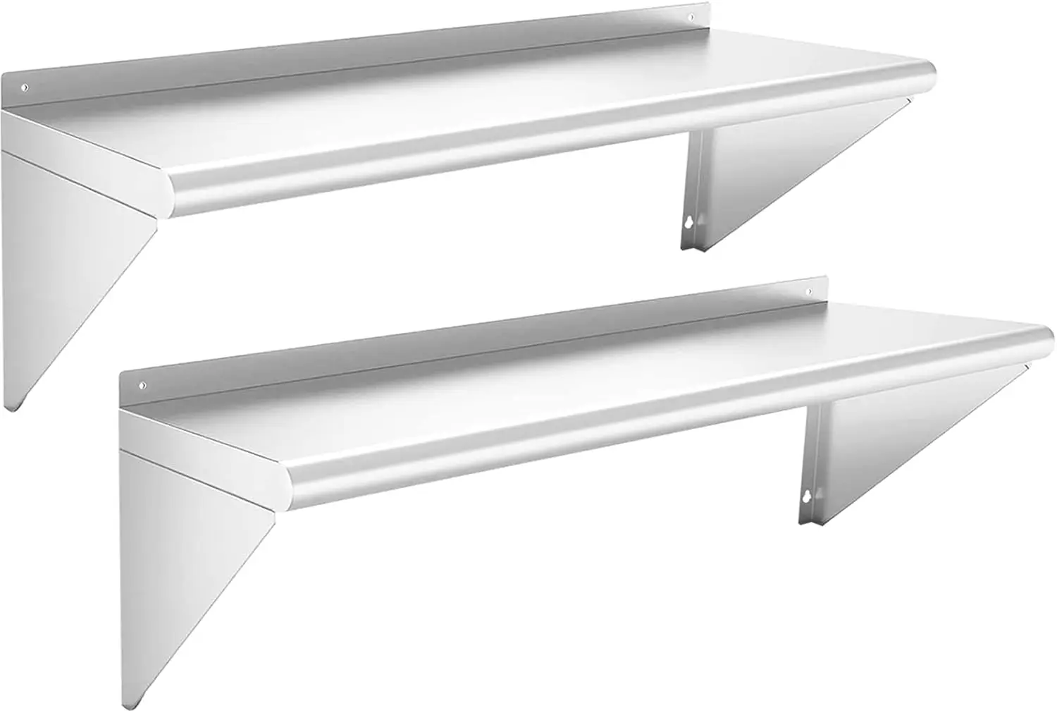 

Stainless Steel Shelf 12" x 48" - 2 Pack 350 lb Wall Mounted Commercial Stainless Steel Shelves Metal Shelving for Restaurant, B