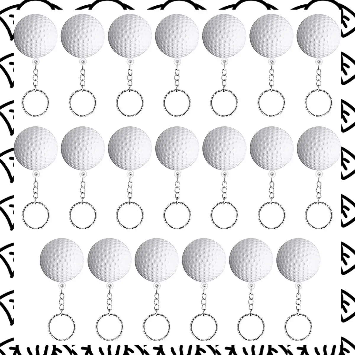 A71Z 20 Pack Golf Ball Keychains For Party Favors,Golf Ball Stress Ball,School Carnival Reward,Sports Centerpiece Decorations