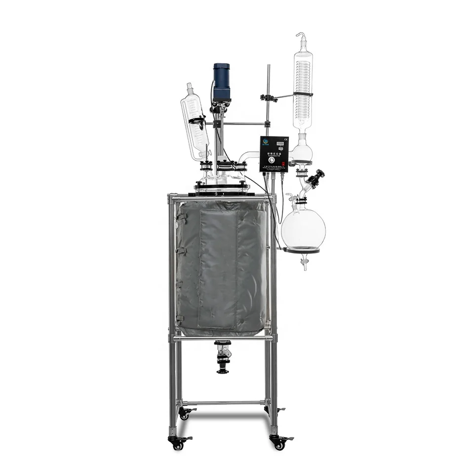 Reator de vidro à prova de explosão de camada dupla 50L Reator de vidro jacked