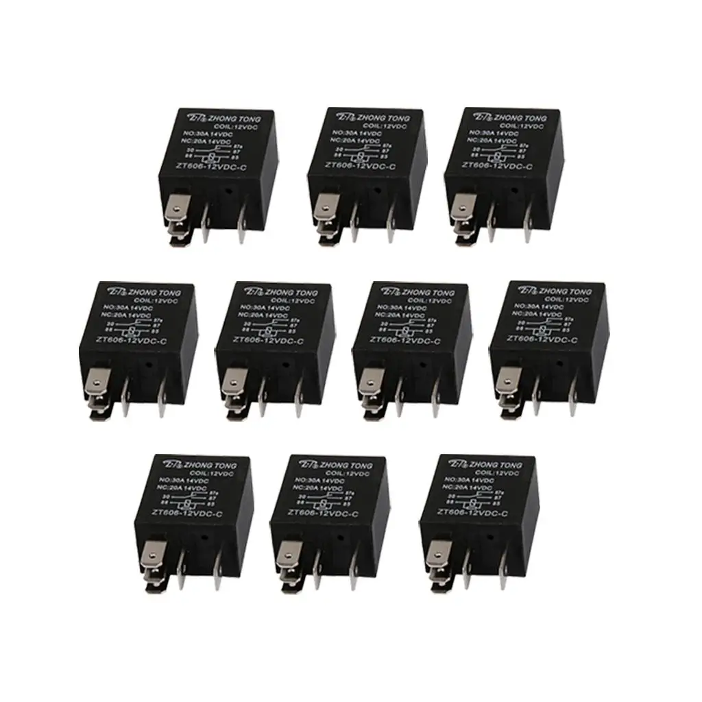 12v DC 20A 30A Relay 5 Prong Metal Automotive Relay Connector Large Capacity Car Relays for Starter Kill and Alarm Systems
