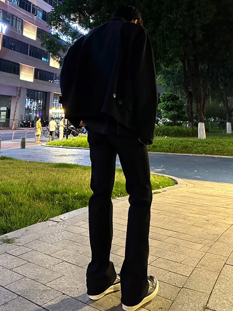 

American High Street Vibe Men's Fce Lined Bootcut Jeans Cleanfit Bla Straight Leg Micro Flared Pants Winter Wear