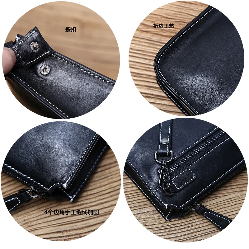 Nzpj Echt leder Herren Clutch Tasche natürliche Rindsleder Brieftasche große Kapazität Handy tasche lässig Business Umschlag für – Detail 15
