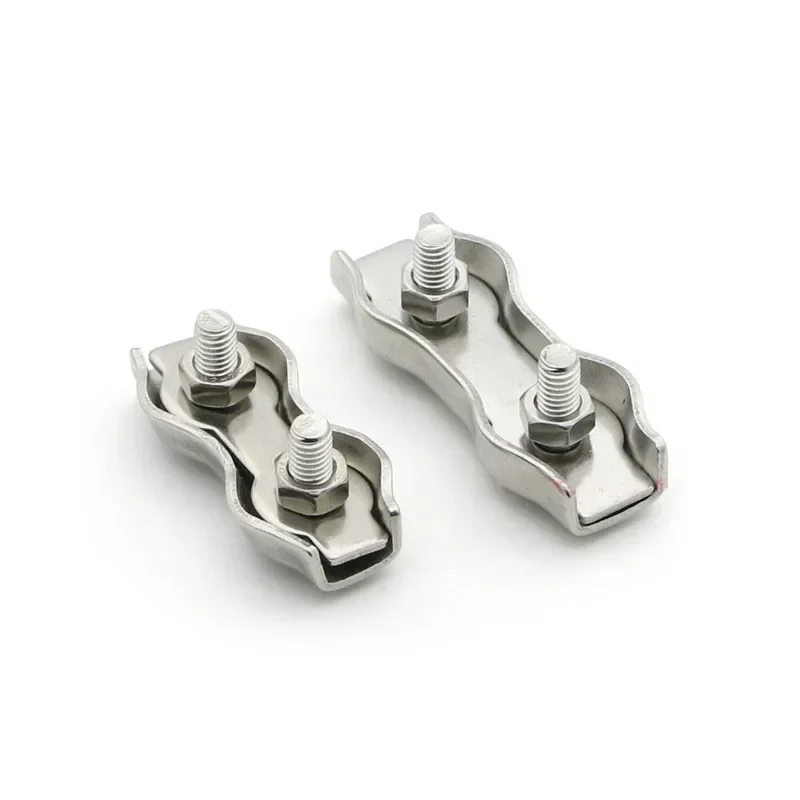 1pc 304 Stainless Steel Wire Rope Buckle Clips 2mm 3mm 4mm 5mm 6mm Cable Clamp Double Grips Fastener Hardware Accessories