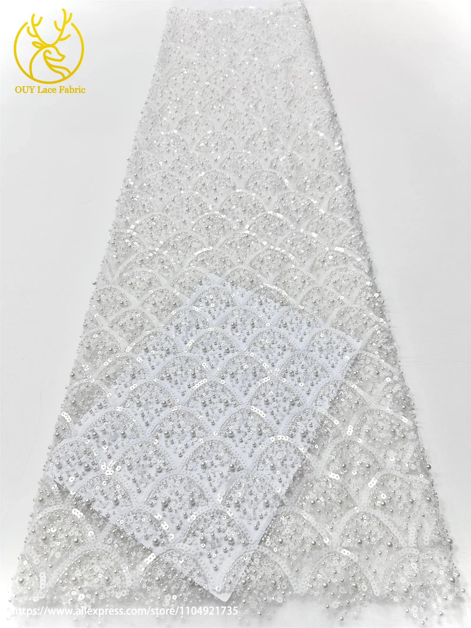 Burgunderroter afrikanischer Perlenstickerei-Mesh-Spitzenstoff, eleganter nigerianischer französischer Pailletten-Tüll-Spitzenstoff für Frauen, Partykleider – Detail 10