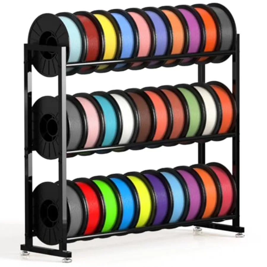 

3-Tier 3D Filament Storage Rack - Heavy Duty 3d Printer Filament Rack for 30 Rolls Metal Spool Shelf for PLA ABS TPU Filament S