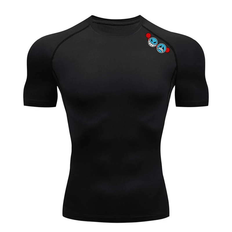Camiseta de compresión gráfica para hombre, camiseta atlética elástica de secado rápido, camisetas, camisetas, entrenamiento de gimnasio, camisetas interiores para correr, Baselayers