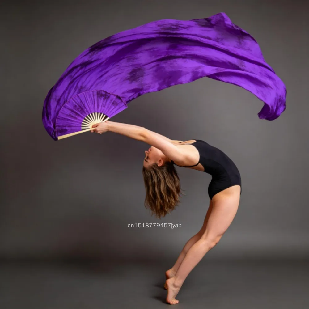 

Шелковые веера для танца живота унисекс, ручной работы, с эффектом тай-дай, 1 пара, 180x90 см, для девочек и женщин, реквизит для сценических выступлений, 100% натуральный шелк