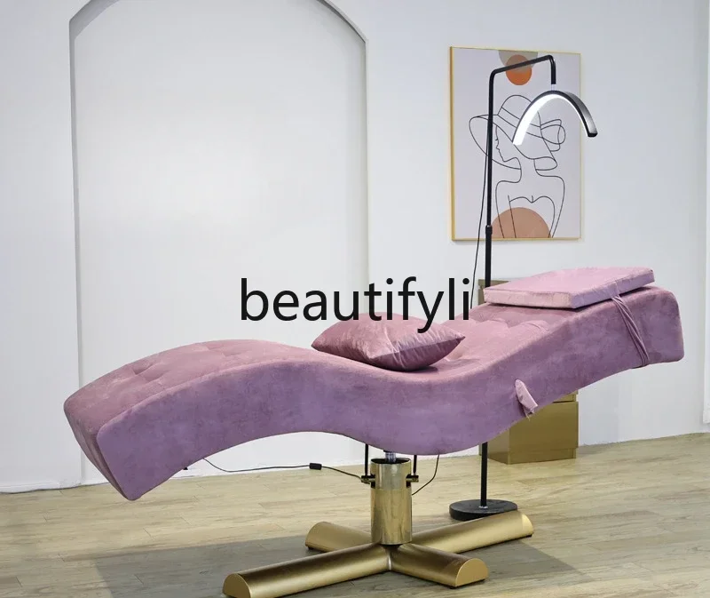 

New beauty salon special beauty bed Spa massage bed S-shaped eyelashes manicure bedside adjustable