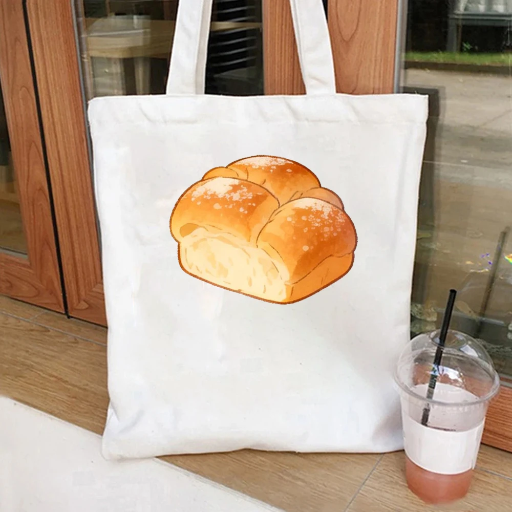 

Dinner Roll Bread Canvas Tote Bag Cute Food Shoulder Bag