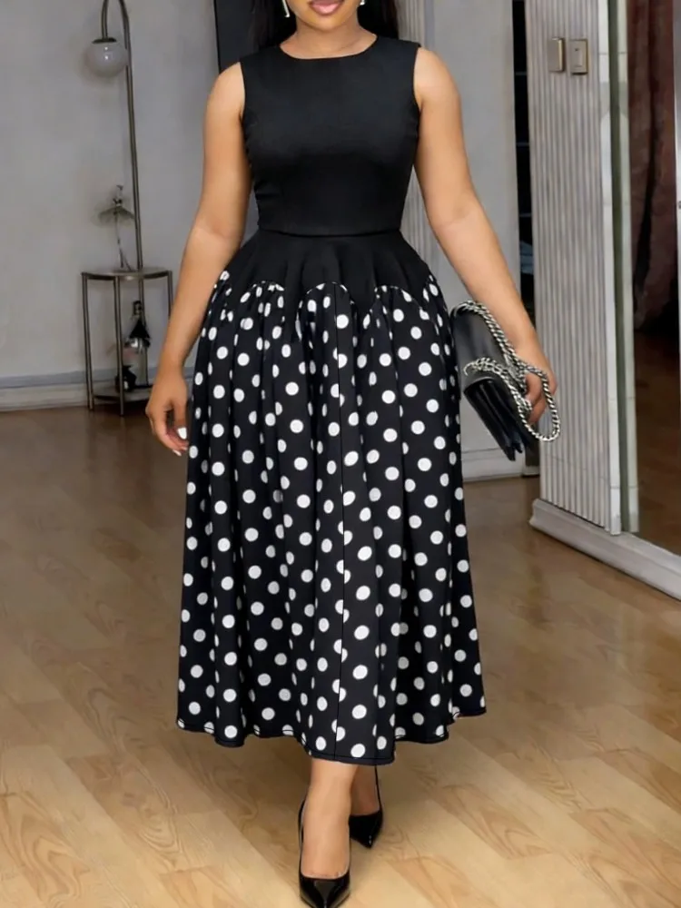 L-4XL Übergrößen-Kleider Damen Sommerkleider Ärmellos Street-Style Lässig 3XL 4XL Große Größen Maxikleid Oversize