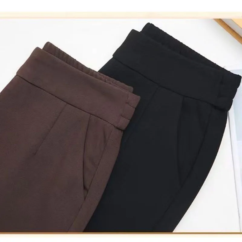 Korean Women High Waisted Straight Cylinder Trousers Mom Loose Suit Pant Summer Ladies Leisure Fashion Thin Style Pantalons