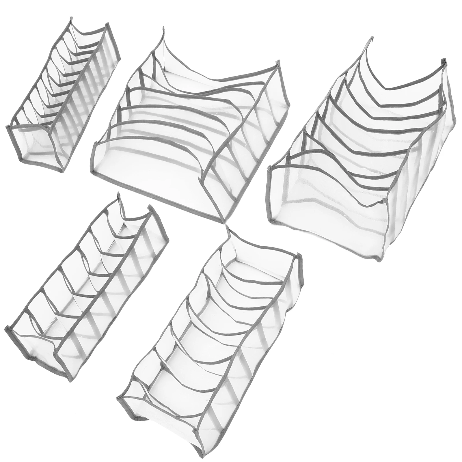 

5Pcs Nylon Clothes Organizer Multigrid Underwear Drawer Storage for Ties Socks Bras Jean Organizer Closet Organizers and Storage