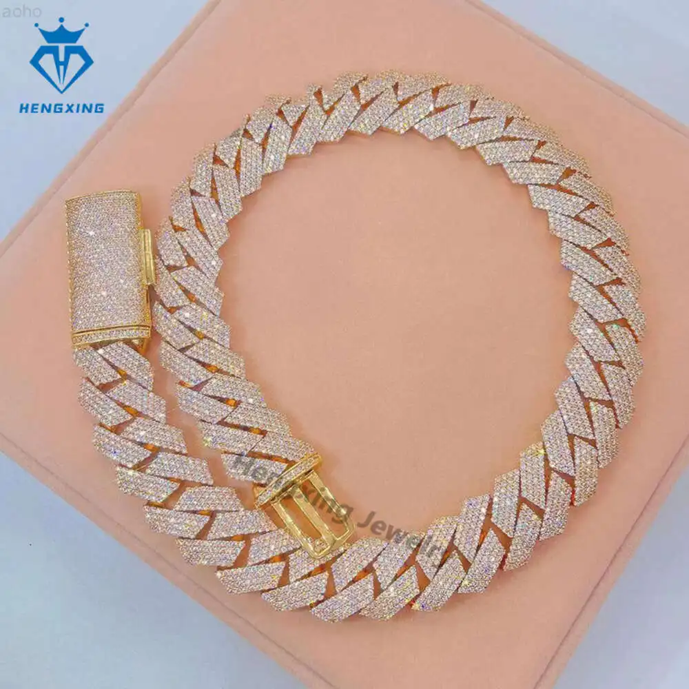 

Hip Hop Fashion Classic 925 Silver Jewelry Ice Out Cuban Necklace Custom 18mm Miami Moissanite Diamond Cuban Link Chain