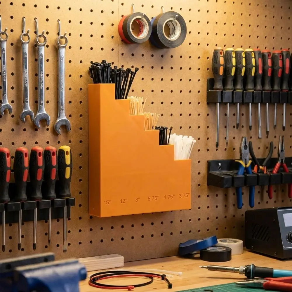 3D Printed Wall Mounted Tool Hanger Solid Integrated Forming Compact Wall Type Cable Tie Organizer Slim Outline