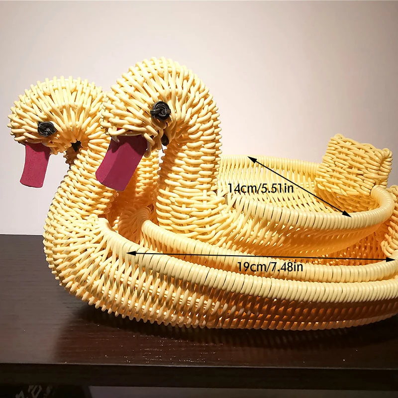 Rattan Woven Basket Fruit Bread Food Storage Basket Imitation Rattan Animal Shaped Woven Basket Outdoor Picnic Home Organizer