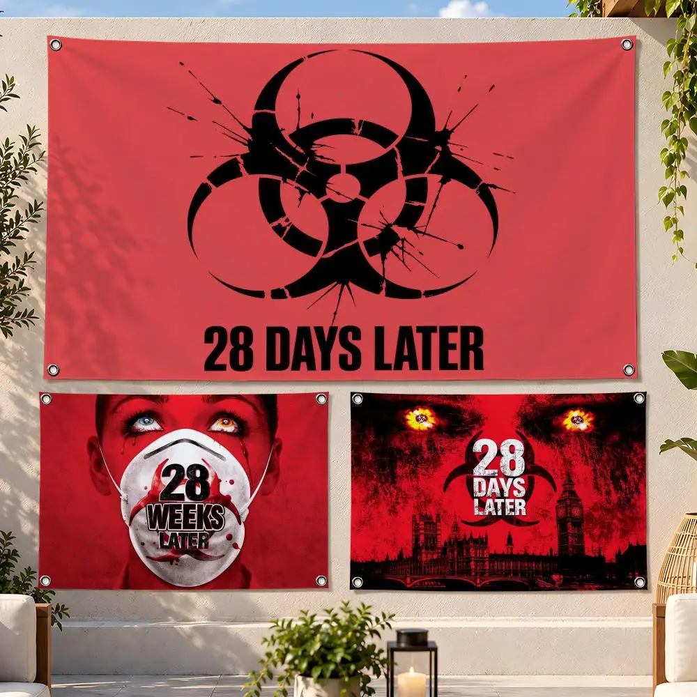 Movie Zombie Horror 28 Days Later Flags Fan Flag Banner Wall Hanging Outdoor Yard Camping Dorm Garage Party Home Decor Gift