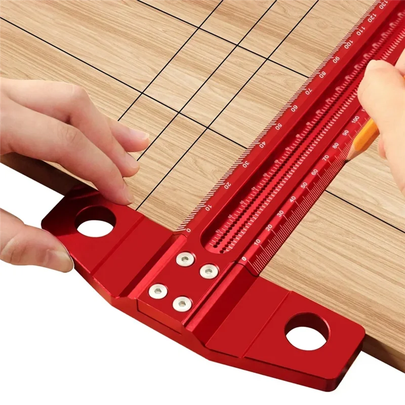 

ABDJ-Aluminum Alloy Woodworking Scribe Marking Ruler Precision T-Ruler Deluxe Crossed-Out Scribing Measuring Tools