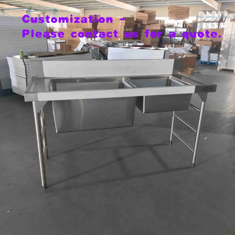 custom.Cosink Stainless Steel 201/304 Square Double Bowl Commercial Kitchen Workbench Custom Made Industrial Modern Easy Clean S