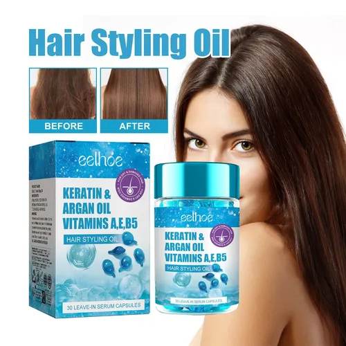 Imagen 2 del producto Cápsula mágica de vitamina para el cabello, aceite de queratina, restauración rápida del cabello, suave, brillante, hidratante profundo, productos para el cuidado del cabello del cuero cabelludo seco y rizado
