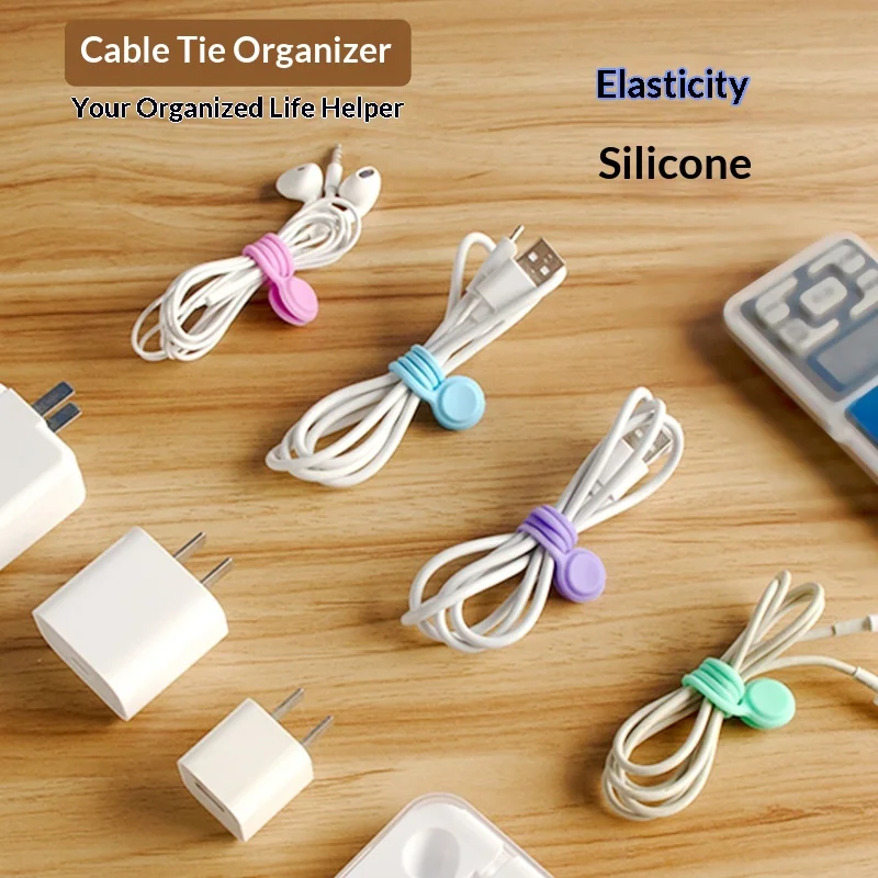 5/1PCS Silicone Magnetic Cable Tie Reusable Wire Organizer Clips For Bundling Securing Headphone Holder Data Cables Winder