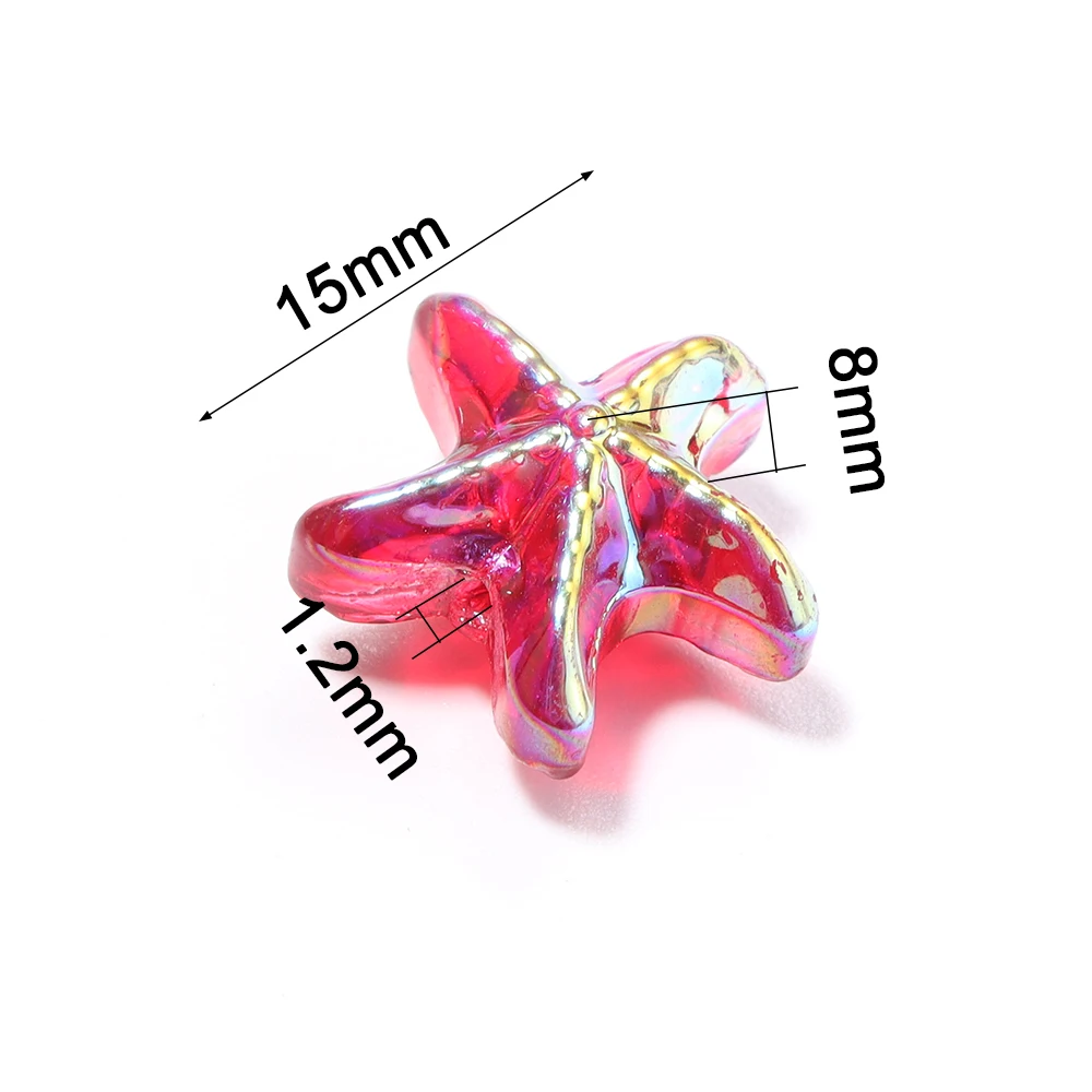 20pcs 15x8mm New AB Color Heat Tinted Starfish Beads Straight Hole Loose Space Glass Bead For Jewelry Making DIY Bracelet Crafts