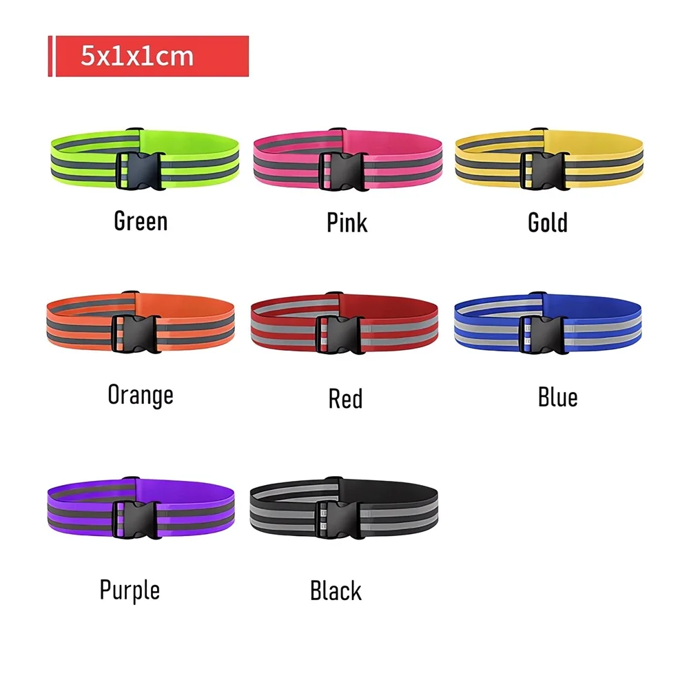 High Visibility Motor Bands Elastic Waistbands And Wristbands Reflective Waist Belt Safety For Night Running Jogging Cycling