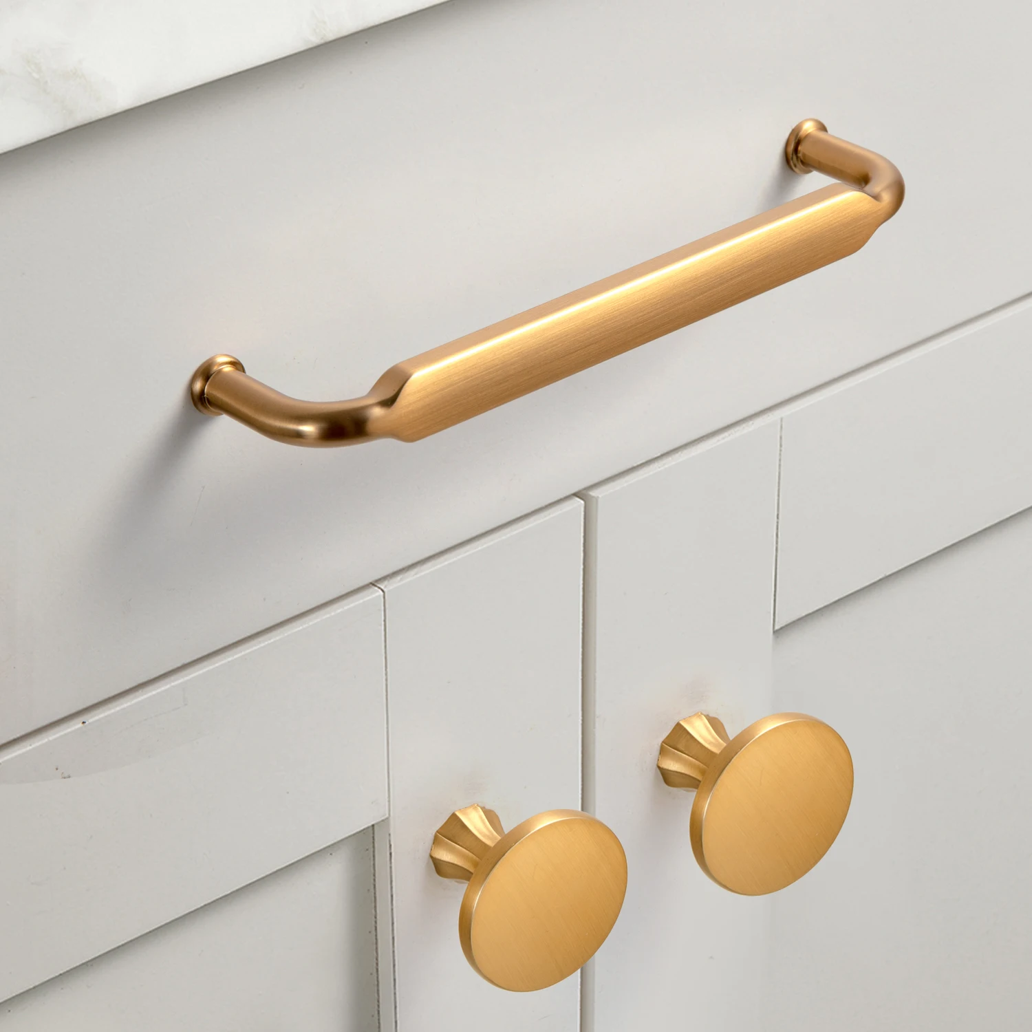 American-style Champagne Brown Cabinet Pull Drawer Dresser Handle Retro Funiture Knob Handls Rustic Long Handle Kitchen Handles