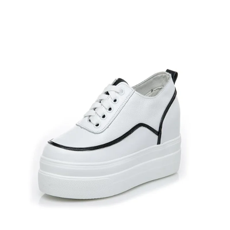 

Women Shoes Chunky Sneakers Out Genuine Leather Casual White Wedge Shoes Platform Heel Pumps Mujer Bombas Breathable 31-42