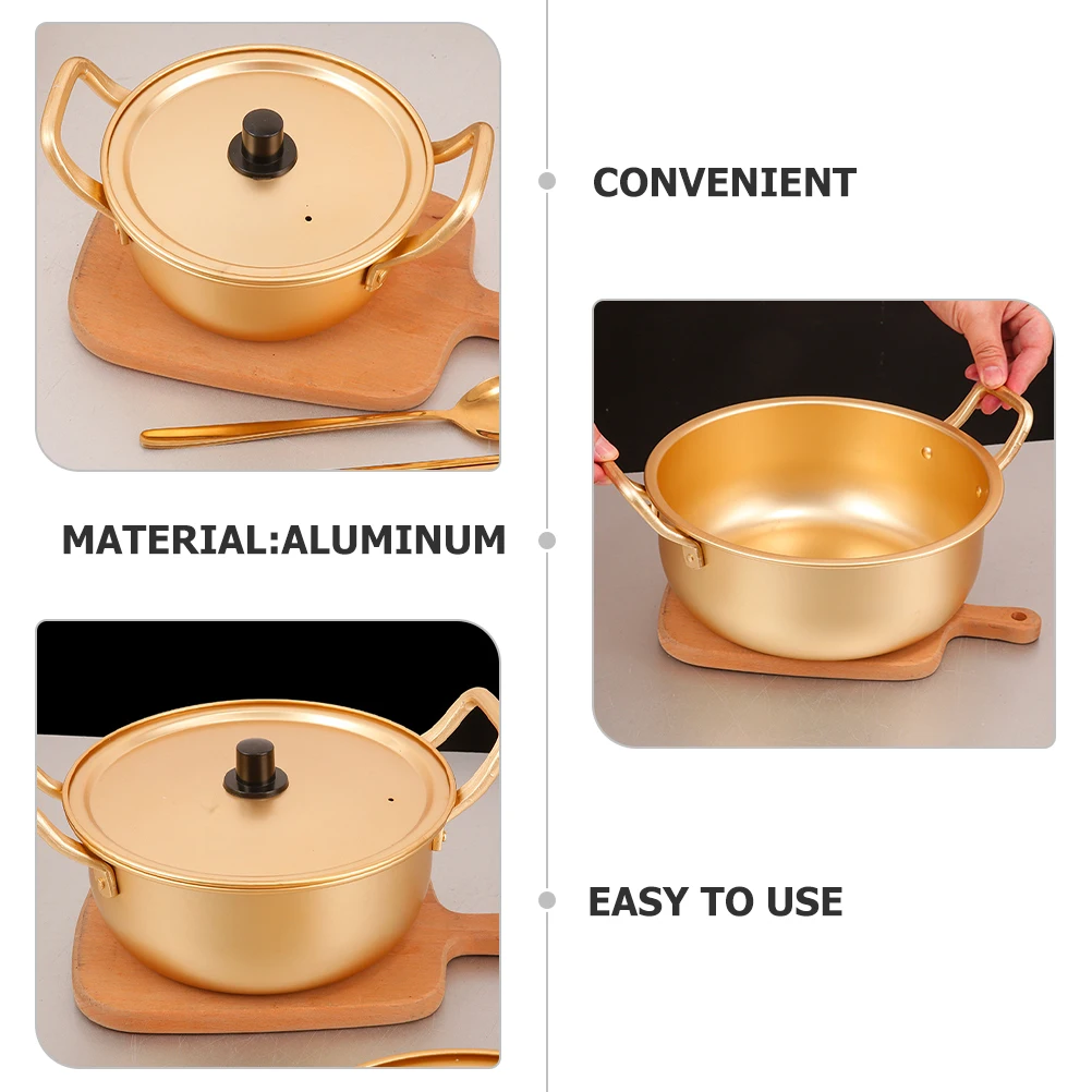 

Aluminum Ramen Pot Korean Noodle Cooking Soup Stockpot Lid Heat Resistant Household Kitchen Cookware Stew Boiling Eggs Noodles