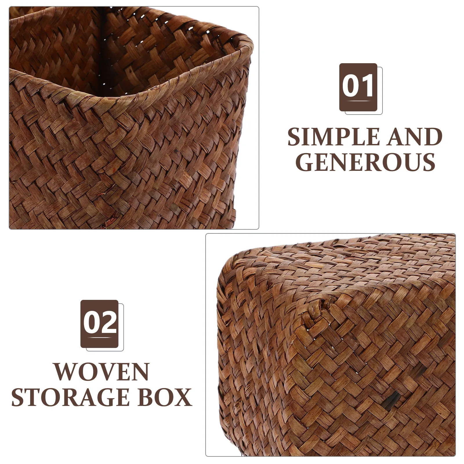 

3-Compartment Desktop Storage Basket Woven Organizer For Home Office Kitchen Sundries Container Trinket Holder Wicker Box