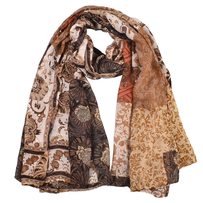 Wholesale of new fashionable and elegant floral long scarves, balinese printed women\'s shawls, scarves, and headscarves