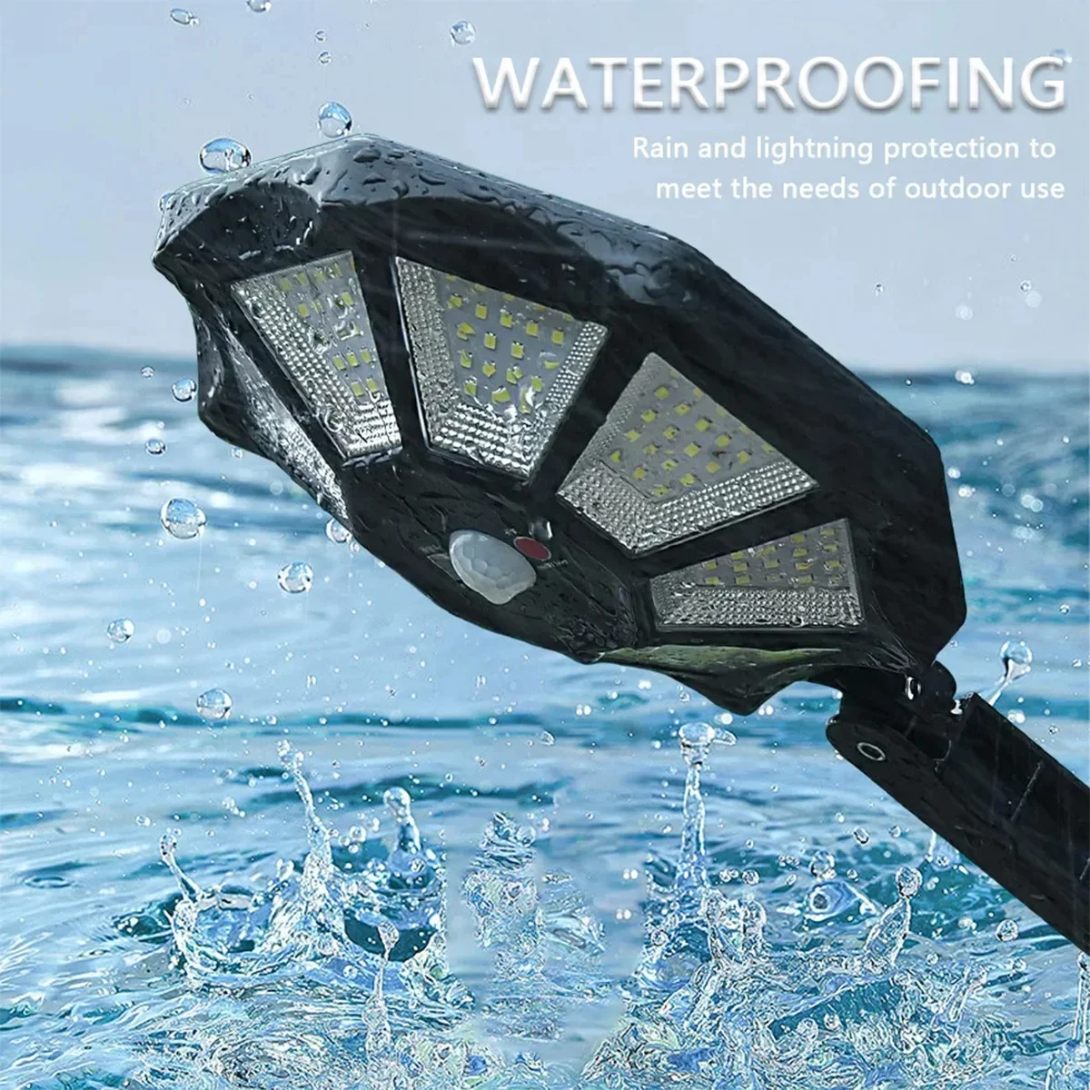 Solarleuchten für den Außenbereich, Bewegungsmelder-Lampe für draußen, angetriebenes Hinterhof, kabelloses Licht um den Pool, Fernbedienung, Flutlicht, weißer Zaun