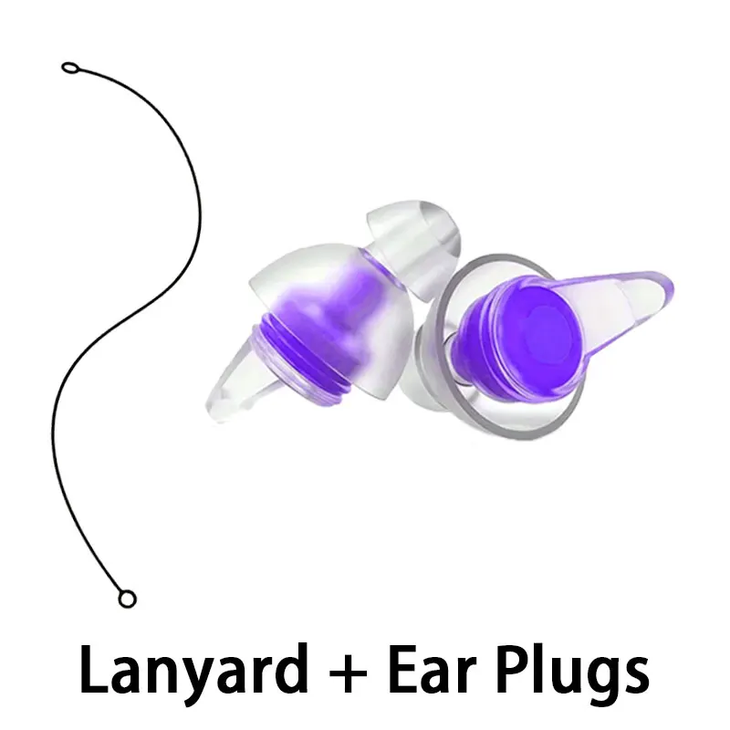 Double-Layer Silicone Earplugs with Silicone Lanyard High-Fidelity Hearing Protection Noise Filtering for Swimming And Side Slee