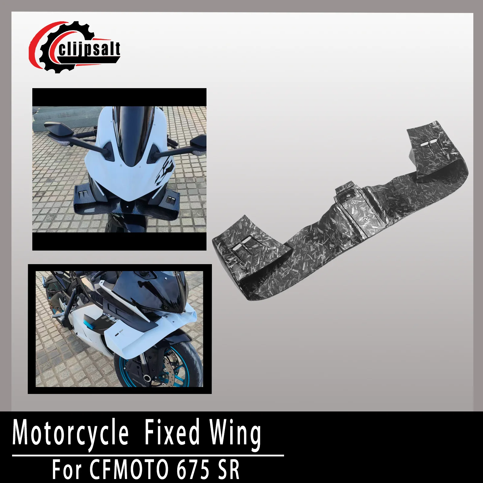 

For CFMOTO 675SR 2024, 2025, and 2026 Model Year Motorcycles: Front Spoiler, GP Lower Lip, Fixed-Wing Front Spoiler Kit