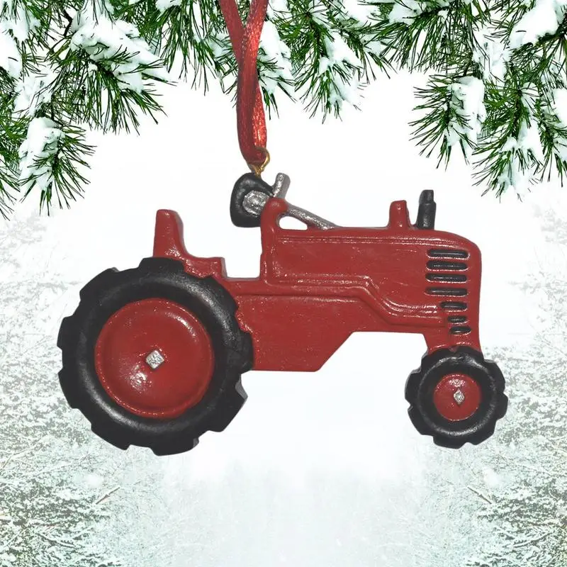 Tractor Ornaments For Christmas Tree Resin Farm Decorations Tree Hanging Ornaments Farmhouse Xmas Holiday Home Decor Supplies