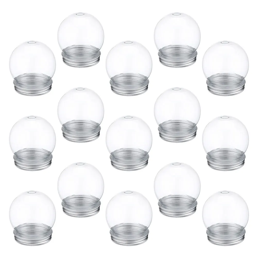 

15 Pcs Plastic Candy Bottle Clear Snow Globes Screw Cap DIY Craft Project Globe Snow Ornament Holiday Decor