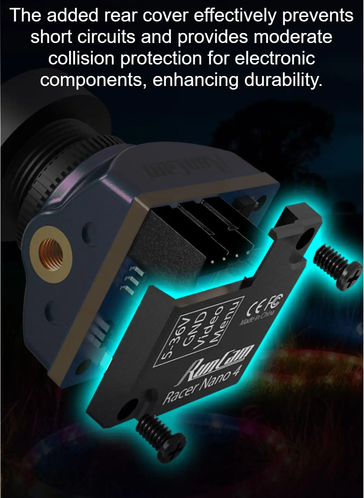 RunCam Racer Nano 4 FPV-Kamera 1200 TVL Super WDR CMOS-Sensor Wasserdichte LED-Beleuchtung Track-Modus NTSC/PAL für RC Freestyle Drone – Detail 5