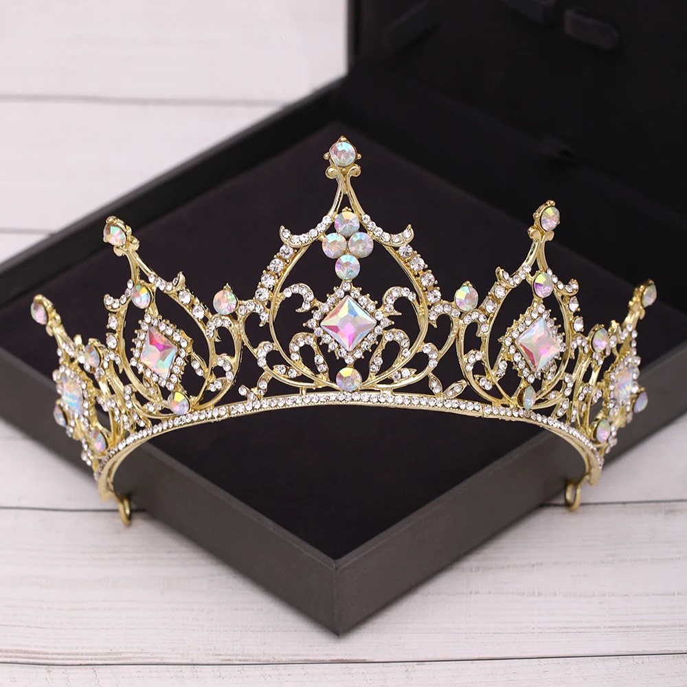 Bridal Crown Golden Wedding Hair Accessories Crystal Rhinestone Bride Wedding Tiaras and Crowns Headpiece Diadema Hair Ornament image 3