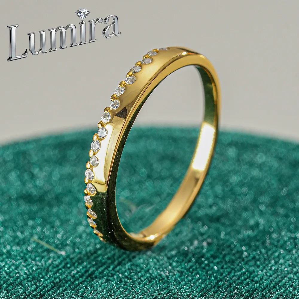 Lumira 18K Gold Ring with Inner and Outer Curved Facets Set with Moissanite for Women Engagement Fine Jewelry Gifts