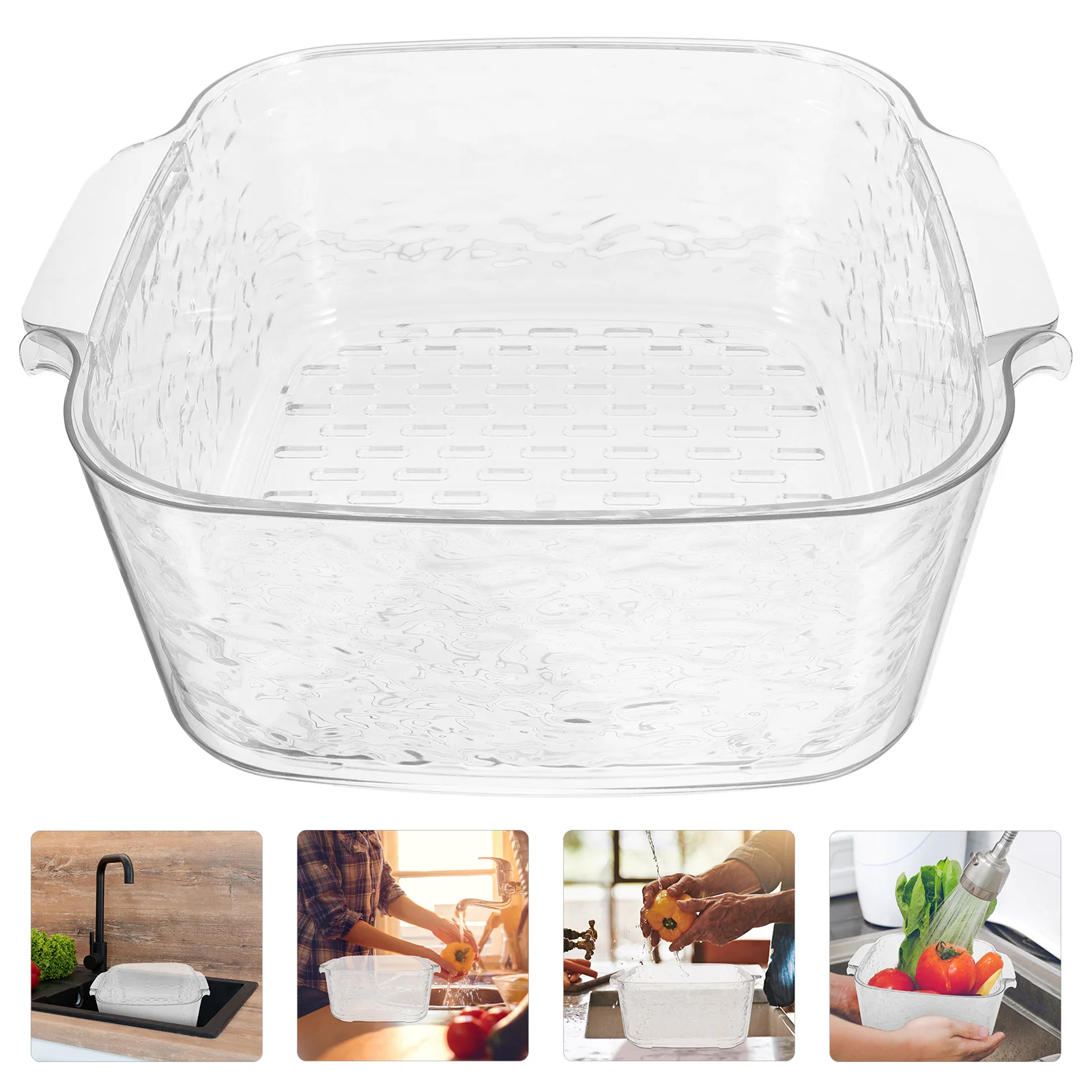 

Double Layered Drain Basket For Kitchen Sink Large Capacity Fruit Vegetable Washing Bowl Plastic Colander Household Drainer Fine