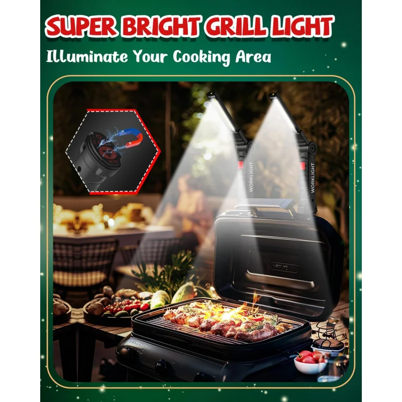 Rechargeable LED Work Light Grill Light for Men, 5 Modes & 360° Rotate with Magnetic Base,Work Tool Gifts for Him