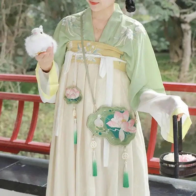 Viintage Chinese Hanfu Bag Ancient Style Messenger Bag Embroidery Lotus Accessories Bag Women Sweet Tassels Princess Bag Gifts 3