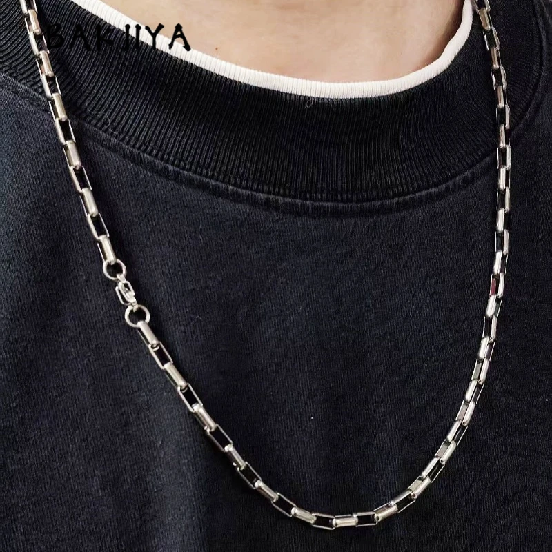 

4-Color Pure Titanium Long Flat Box Chain Necklace 4.2mm Unisex Lightweight Hypoallergenic Jewelry, Daily/Party Wear Best Gift