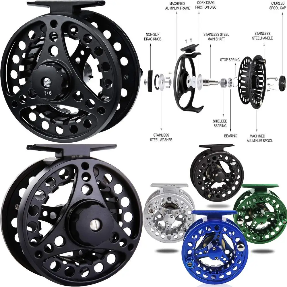 

Durable High-Quality Blue, Red, Black, and Silver Aluminum Alloy Fly Fishing Reel - Excellent Choice for Ice Fishing with Left a