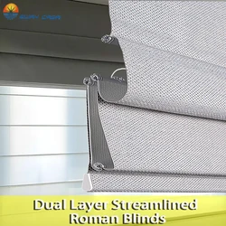 EWAY CASA 100% Dual-Layer Roman Shades Blackout Roman Blinds Streamlined Style for Hotels Offices Home RB_CMD311