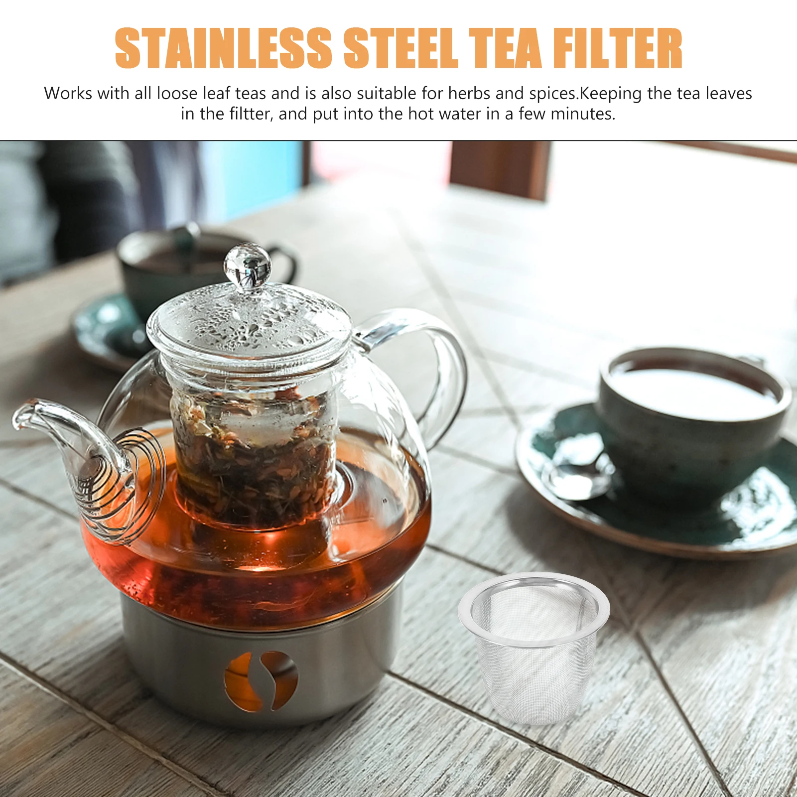 

8pcs Stainless Steel Tea Filters Fine Mesh Reusable Tea Steeper Metal Strainer Basket For Teapot Cup Infuser - Loose