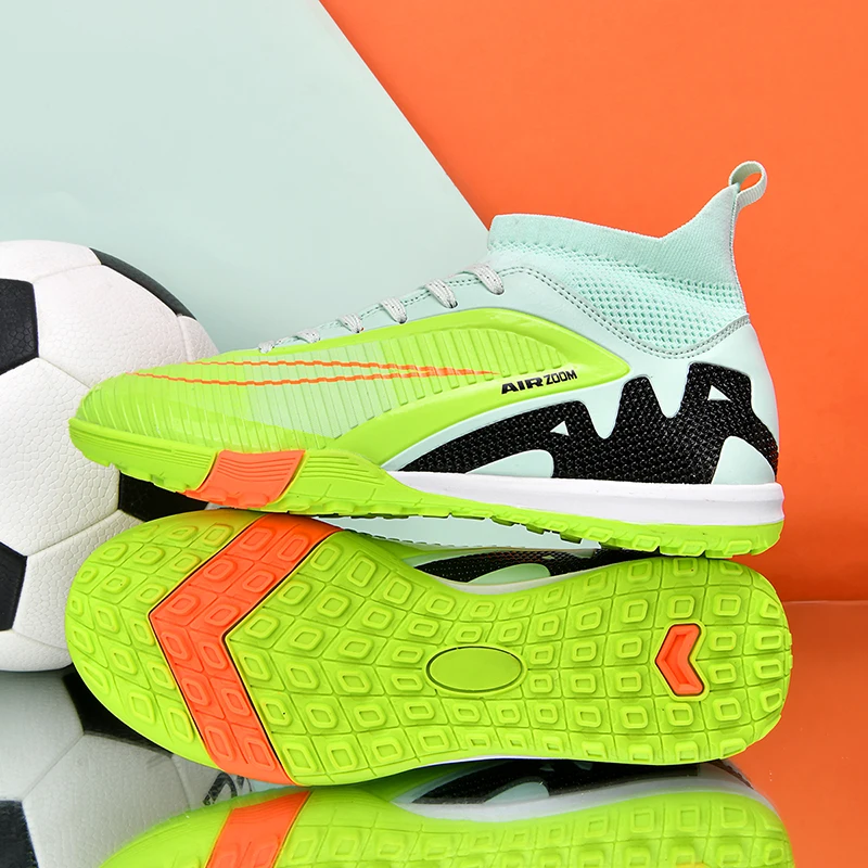 Unisex TF FG Football Boots Lightweight Shock Absorbing Anti Slip Breathable Artificial Grass Match Training Sneakers