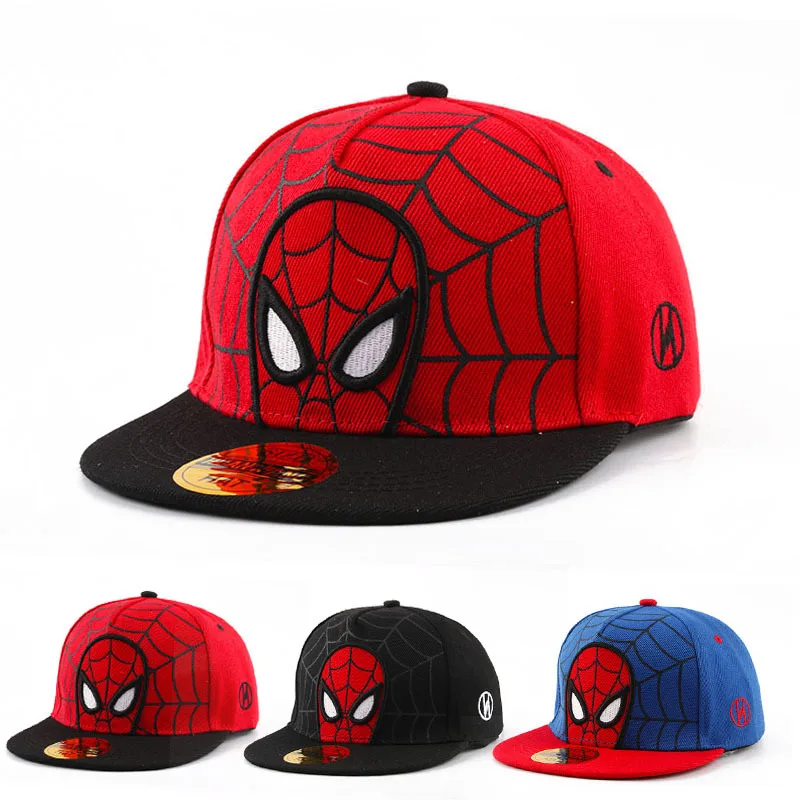 Sombreros de Spiderman de dibujos animados de Anime para niños, gorra de béisbol para bebés pequeños, gorras ajustables de Hip Hop con Cierre trasero para primavera y verano para niños