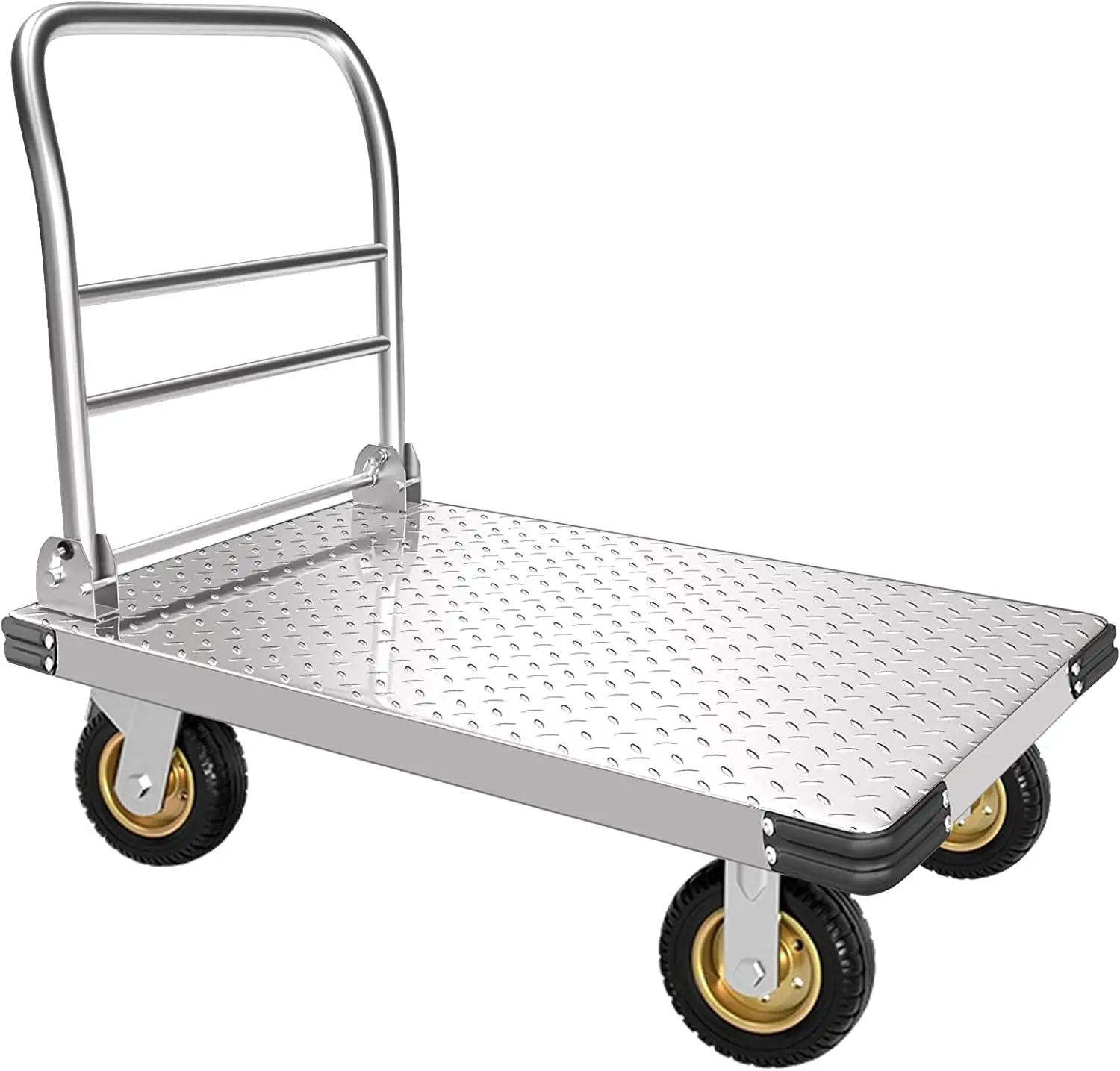 

Platform Truck Heavy Duty Push Cart Dolly with 6'' Wheels 2000 LBS Capacity Steel Large Flatbed Cart Foldable Platform Dolly